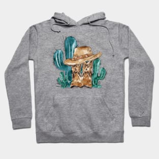 Cowboy hat with boots.Cactus Hoodie